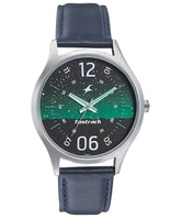 Fastrack, Men's Watch Space Rover Collection Analog , Green Dial Blue Leather Band, 3184SL04